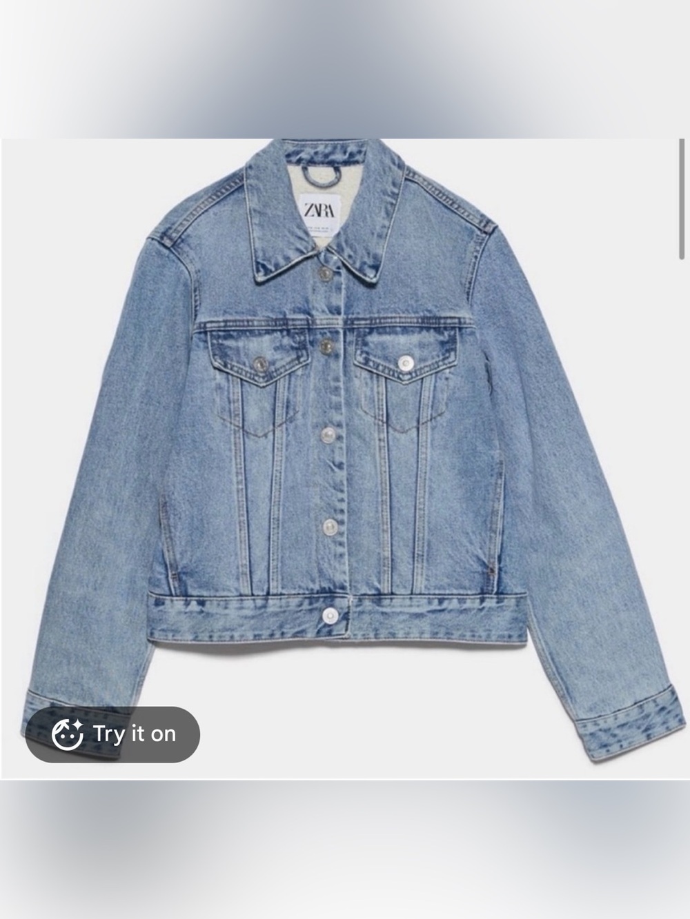 ZARA sherpa lined Light Blue Denim Jean Jacket - Women's Classic Trucker size S